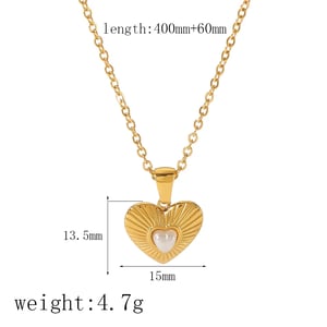 1 Piece Simple Retro Style Heart Shape Stainless Steel  Gold Color Inlay Artificial Pearl Women's Necklace h5 Picture3